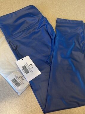 ZYIA Blue Metallic Light n Tight Leggings -       Hi-Rise 7/8 24” (14-16)